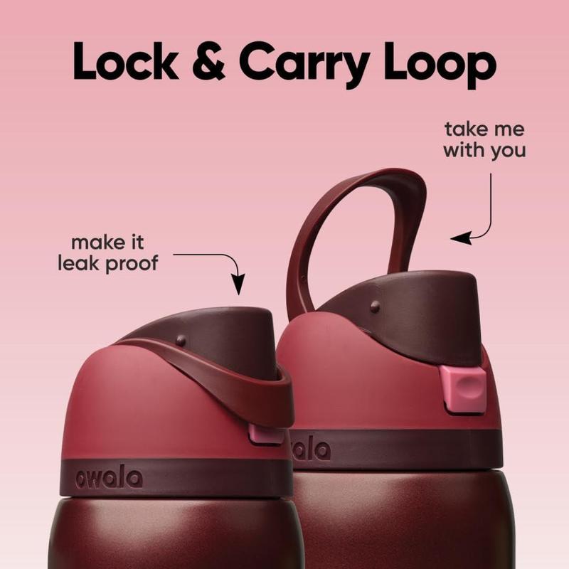 2026 Valentine Gift Owala Black Cherry Edition FreeSip Insulated Stainless Steel Water Bottle 24/32oz Aesthetic Drinkware for Sport Lovers, Urban Outfitters Bottle