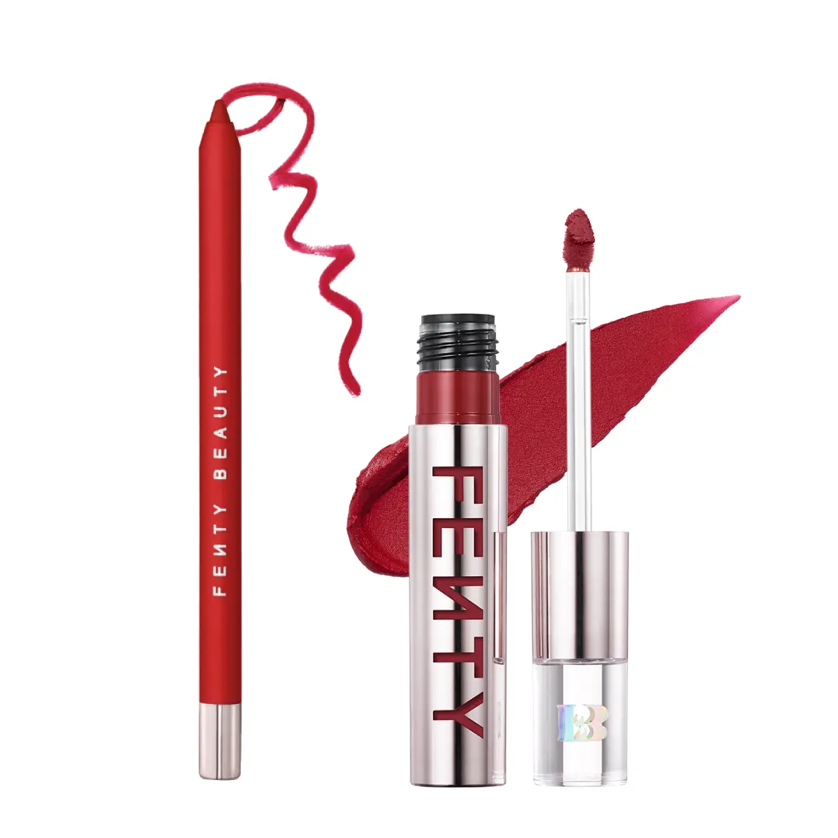 Fenty Beauty Icon Lips Duo: Trace’d Out Pencil Lip Liner + Fenty Icon Velvet Liquid Lipstick