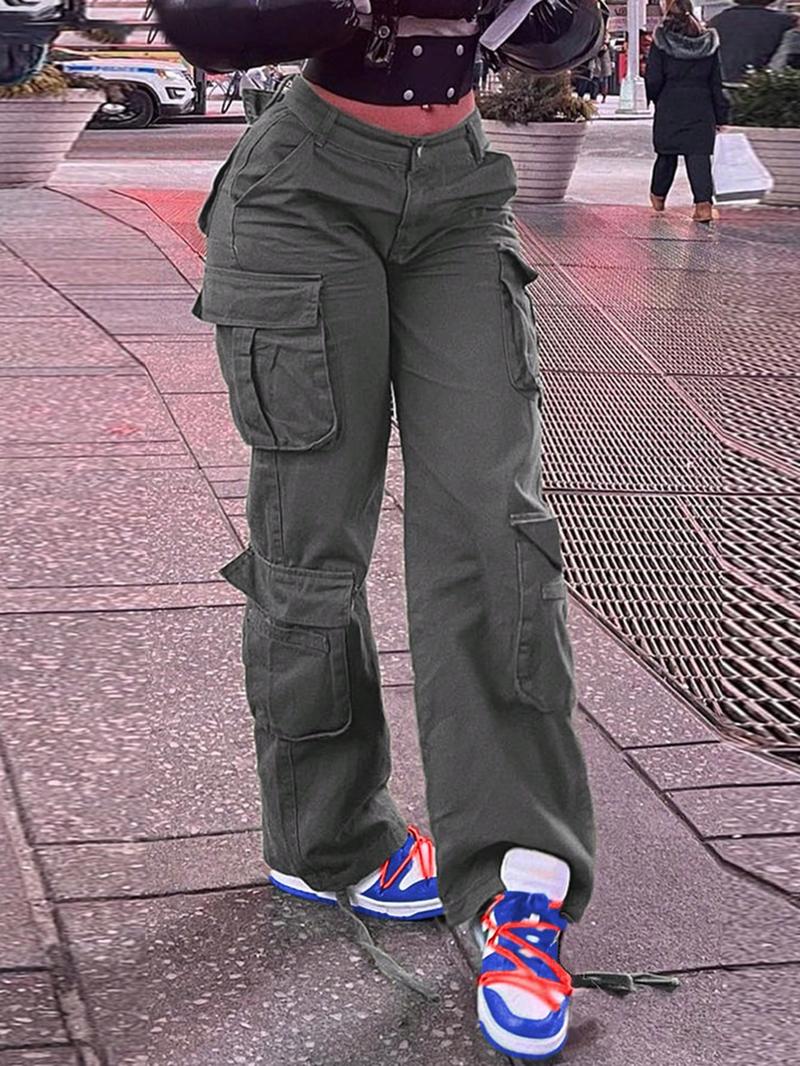 Cargo Pants Women High Waist Wide Leg Casual Pantswith 8 Pockets Brown Cargo Pants Women Y2K Style whaletail - 708321