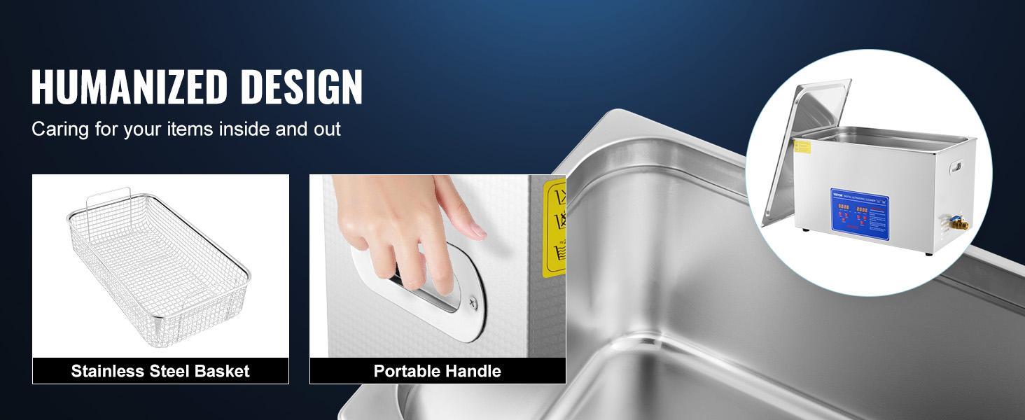 VEVOR Professional Ultrasonic Cleaner, Max. 30L Ultrasonic Jewelry Cleaner with Digital Timer & Heater, Stainless Steel Industrial Sonic Cleaner 40kHz for Glasses, Watches, Rings, Small Parts