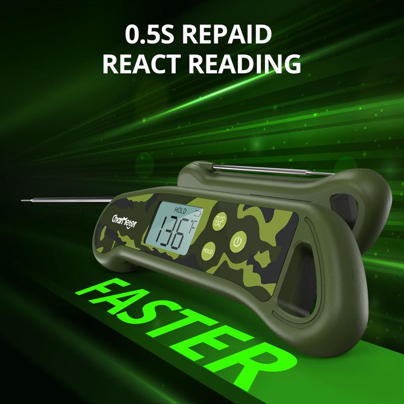 CHARMETER 0.5-Second Instant-Read Meat Thermometer High-Precision Digital Food Thermometer Features a large display screen Waterproof kitchen thermometer ideal for grilling, roasting, brewing.