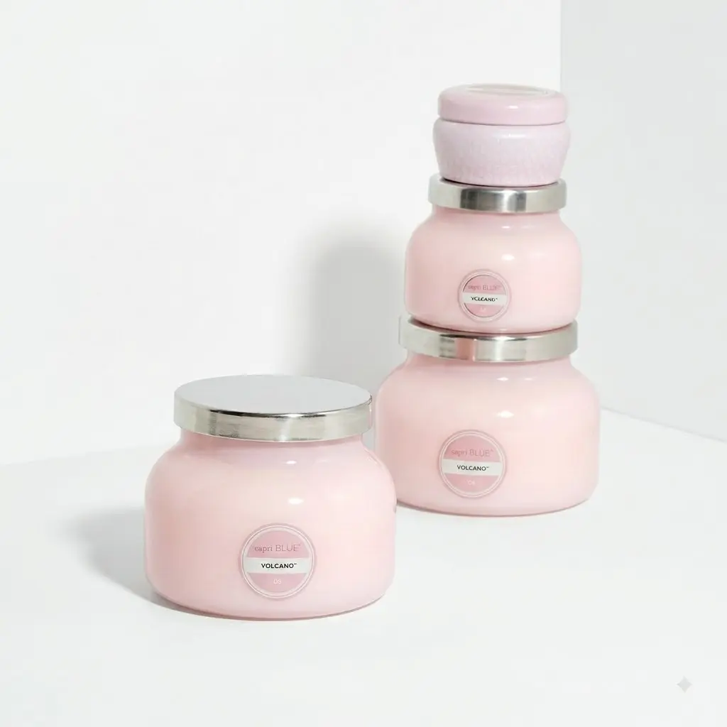 Capri Blue Volcano Scented Candle Pink Jar - Long-Lasting Tropical Fruit & Sugared Citrus Fragrance - Clean Soy Wax Candle for Home & Bedroom Decor