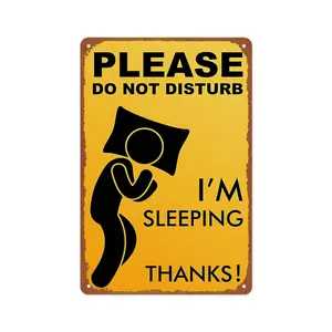 I'M Sleeping Do Not Disturb Metal Tin Sign Funny Poster Night Shift Worker Sleeping Door Sign Sleep Poster For Home Bedroom Yard Home Door Size 12x8 Inch