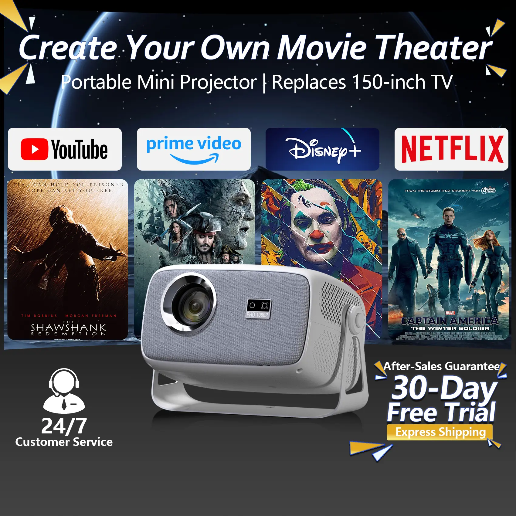 [Ships from the U.S.] X4 mini Portable HD Projector. Home Theater. Auto Focus.  Wi-Fi. Bluetooth. Android OS. Built-in speakers and app store. Movie nights. Gift.tiktokshopbacktoschool