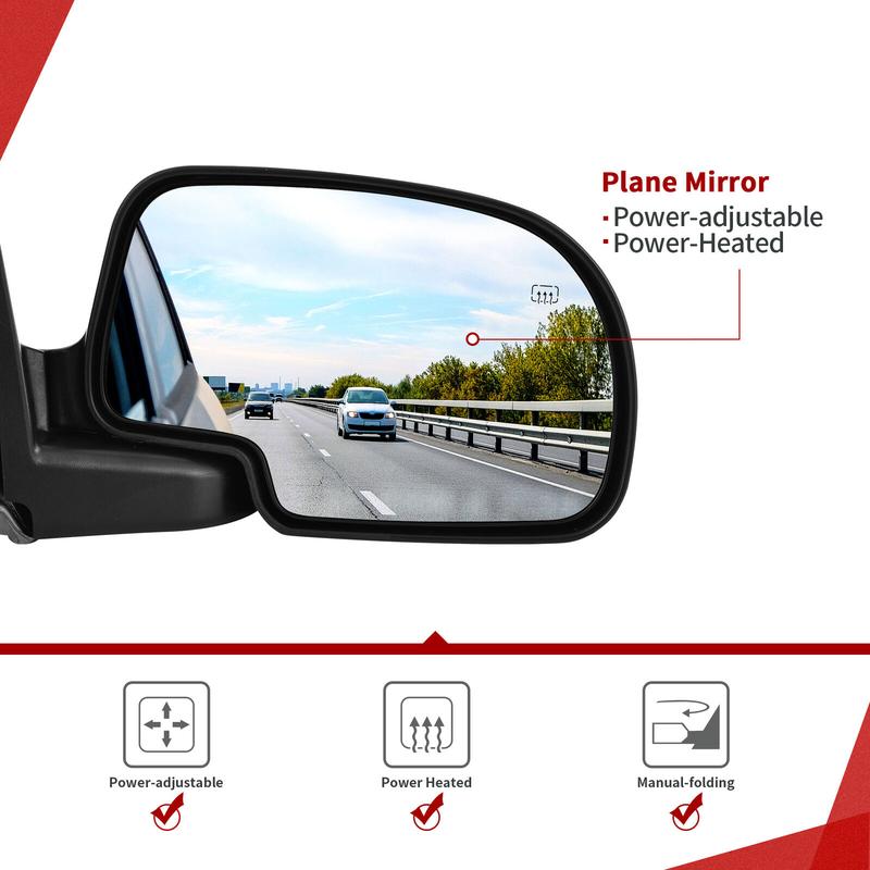 【Springtok】YITAMOTOR Right Passenger Side Tow Mirror with Electric Heated and Power-Adjustable Glass, Compatible with 2003-2006 Chevy Silverado Suburban Avalanche Tahoe GMC Sierra Yukon Left/Right