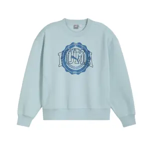 PUMA Womens Vintage Sport Crew Logo Crew Neck Long Sleeve Sweatshirt Casual - Blue