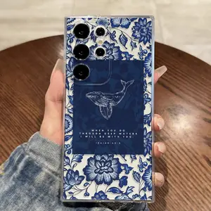 Spring Blue Floral Design Bible Jesus Cross Faith Phone Case for Samsung Galaxy S25/S24/S23/S22/S21 Plus Ultra/S23+/S23 FE/S22+/S21+/S21 FE/Note 10/Note 20 Plus Ultra Lite