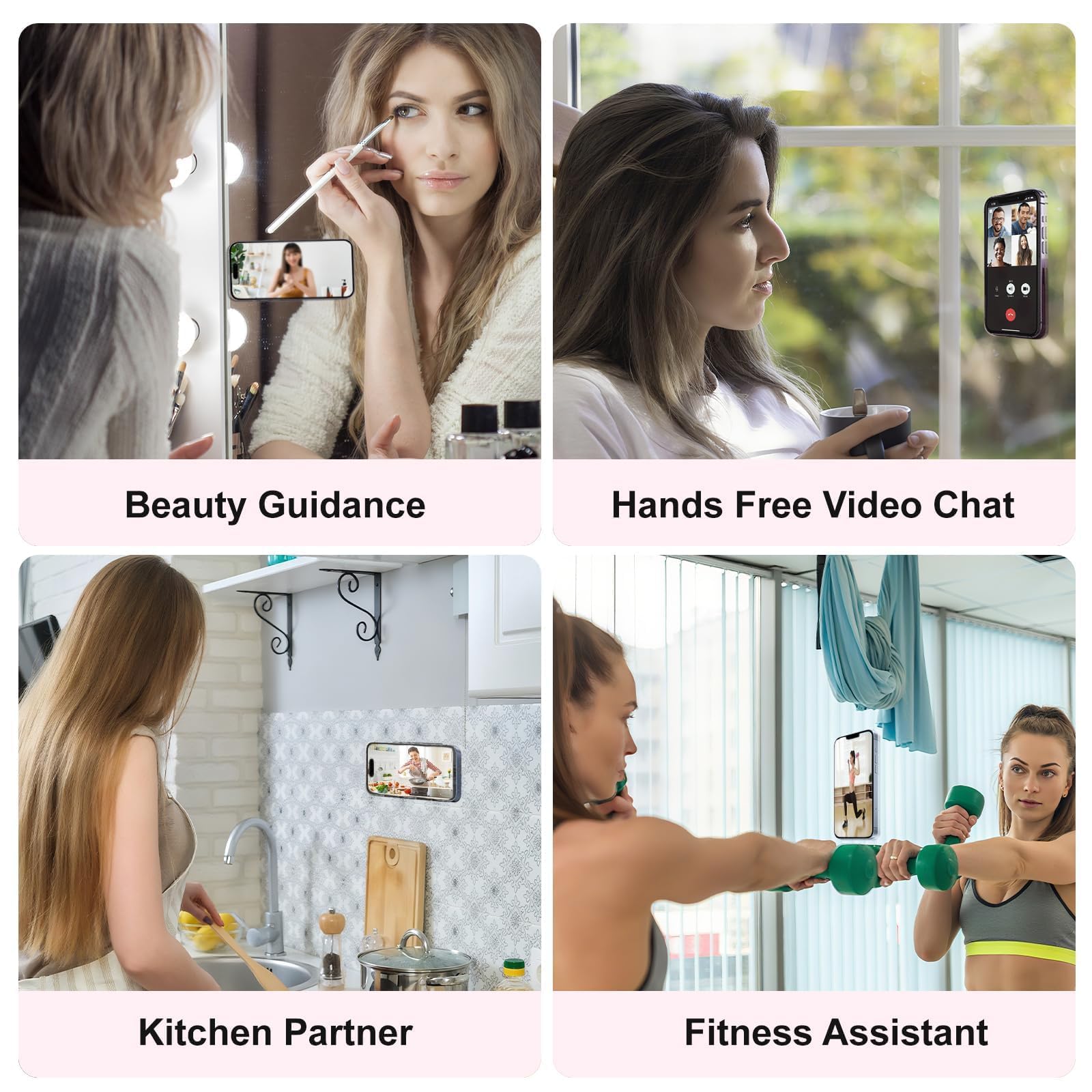 3 PCS Single-sided Silicone Suction Phone Case Mount,Non Slip Suction Cup, Hands-Free Phone Accessories Holder for Selfies and Videos,Silicone Adhesive Stand Sticky for Cell Phone Pink