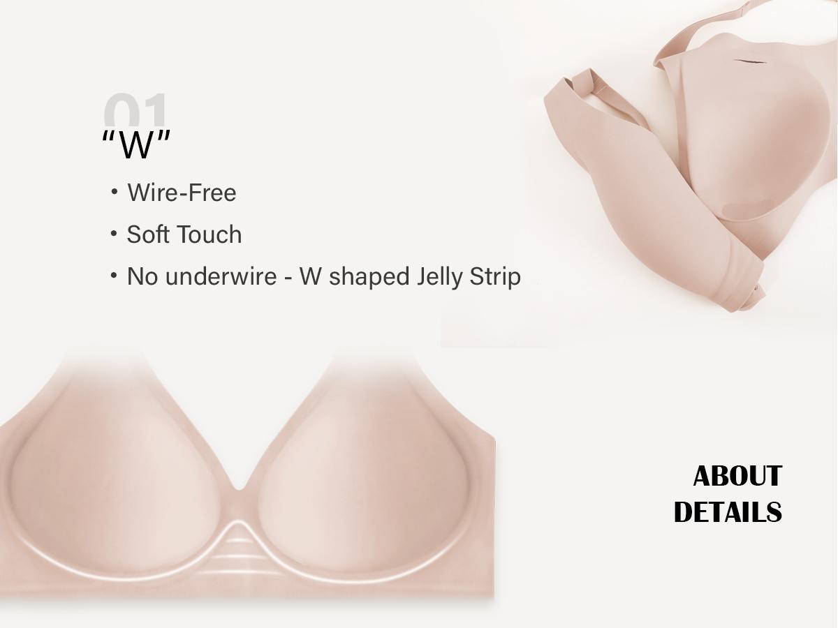 OEAK Deep V Seamless Bras for Women Comfortable Push Up Bra No Underwire Jelly Bra
