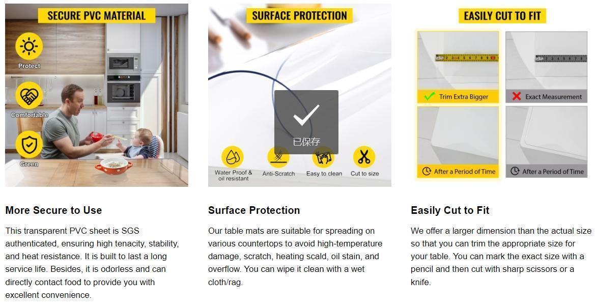 VEVOR Plastic Table Cover, 2 mm Thick Clear Table Protector, Rectangle Clear Desk Mat, Waterproof & Easy Cleaning for Office Dresser Night Stand VEVOR Plastic Table Cover, 2 mm Thick Clear Table Protector, Rectangle Clear Desk Mat, Waterproof & Easy Cleaning for Office Dresser Night Stand