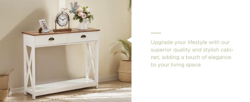 【Sophia & William】40" Long Farmhouse Console Table, X-Design Entryway Table for Hallway & Living Room