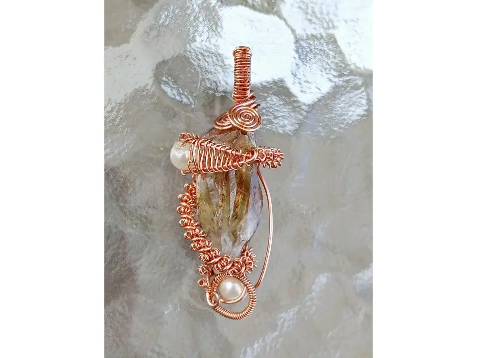 Royalty Smokey Topaz Natural Gemstone 35 Carat Copper Pendant for Adults Scorpio Sagittarius Capricorn Protection and Transformation