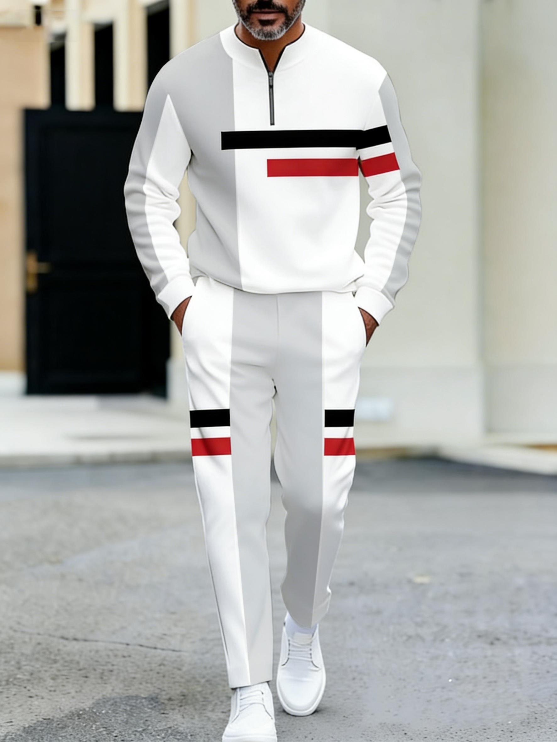 Men's Casual Tracksuit, Effortless Street Style Menswear Clothing Set