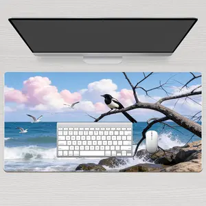 LIVEKEY Large Gaming Mouse Pad 40x80cm, Extended Desk Mat with Stunning Ocean Landscape Print, Non-Slip Rubber Base & Stitched Edges for Smooth Control, Durable Waterproof Desk Pad for PC Gamer & Office