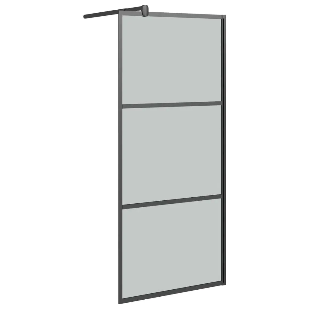 vidaXL Walk-in Shower Enclosure, Bathroom Wall Panel with Adjustable Supporting Bar, Shower Screen, Shower Wall, Black Frame with Dark ESG Glass 151889