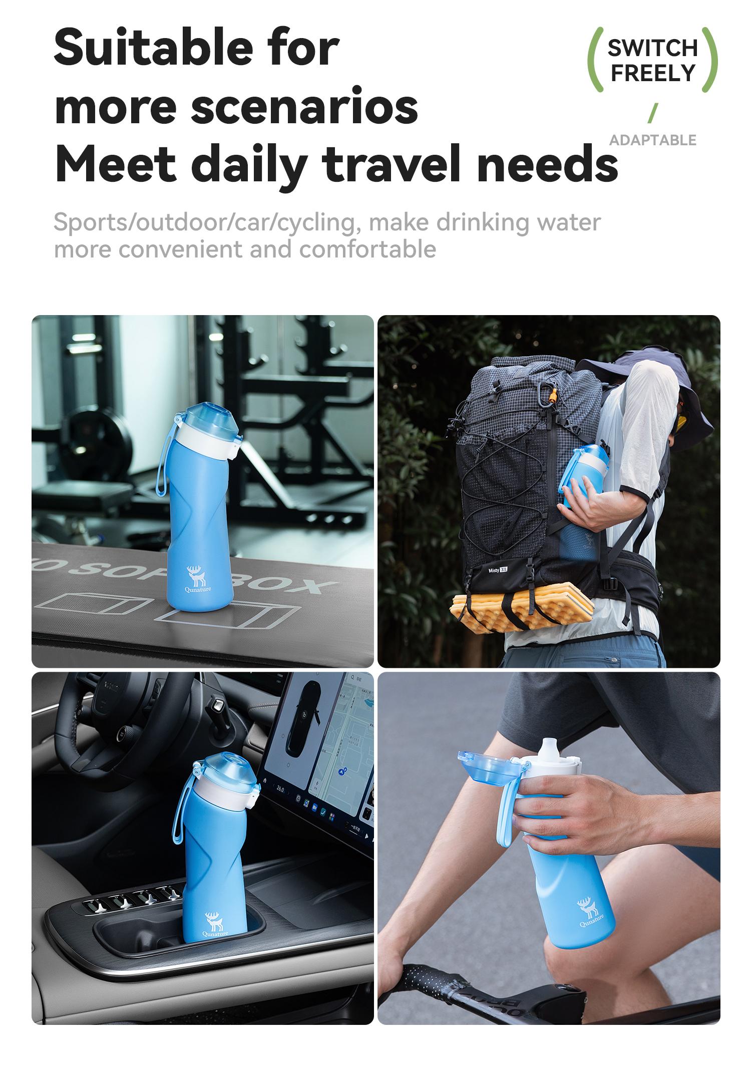 Slant Spout Straight Folding Soft Kettle Travel water bottle Sports Portable Sport Water Bottle Reusable Water Bottles 700ml Food-Grade Material Water-proof Camping Water Bottle