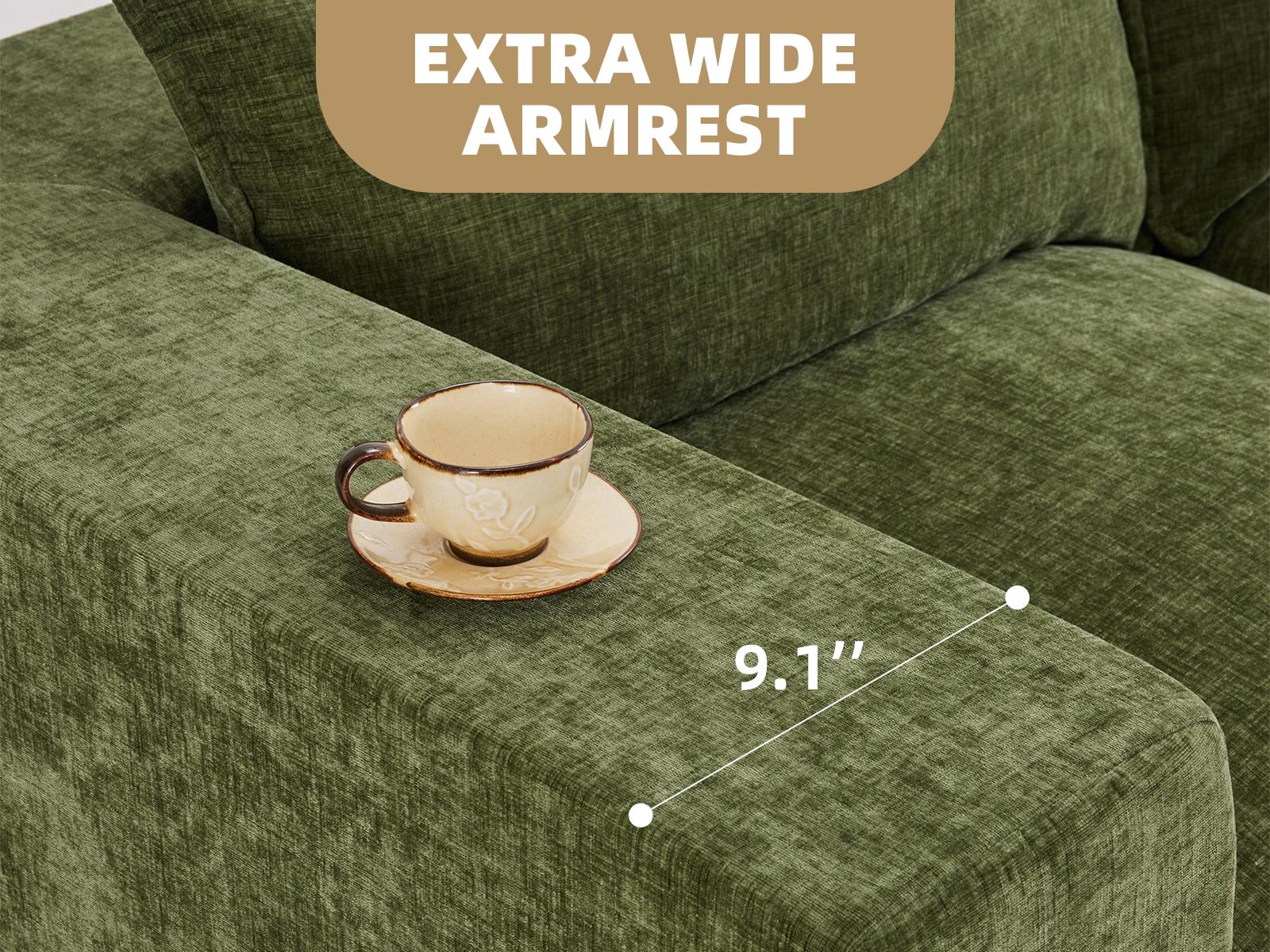 UDPATIO Boneless Sectional Couch with Chaise, Chenille Modular Boneless Sofa Big Comfy Couch with Removable Washable Cover couches for living room, Bedroom No Assembly SpringBreak