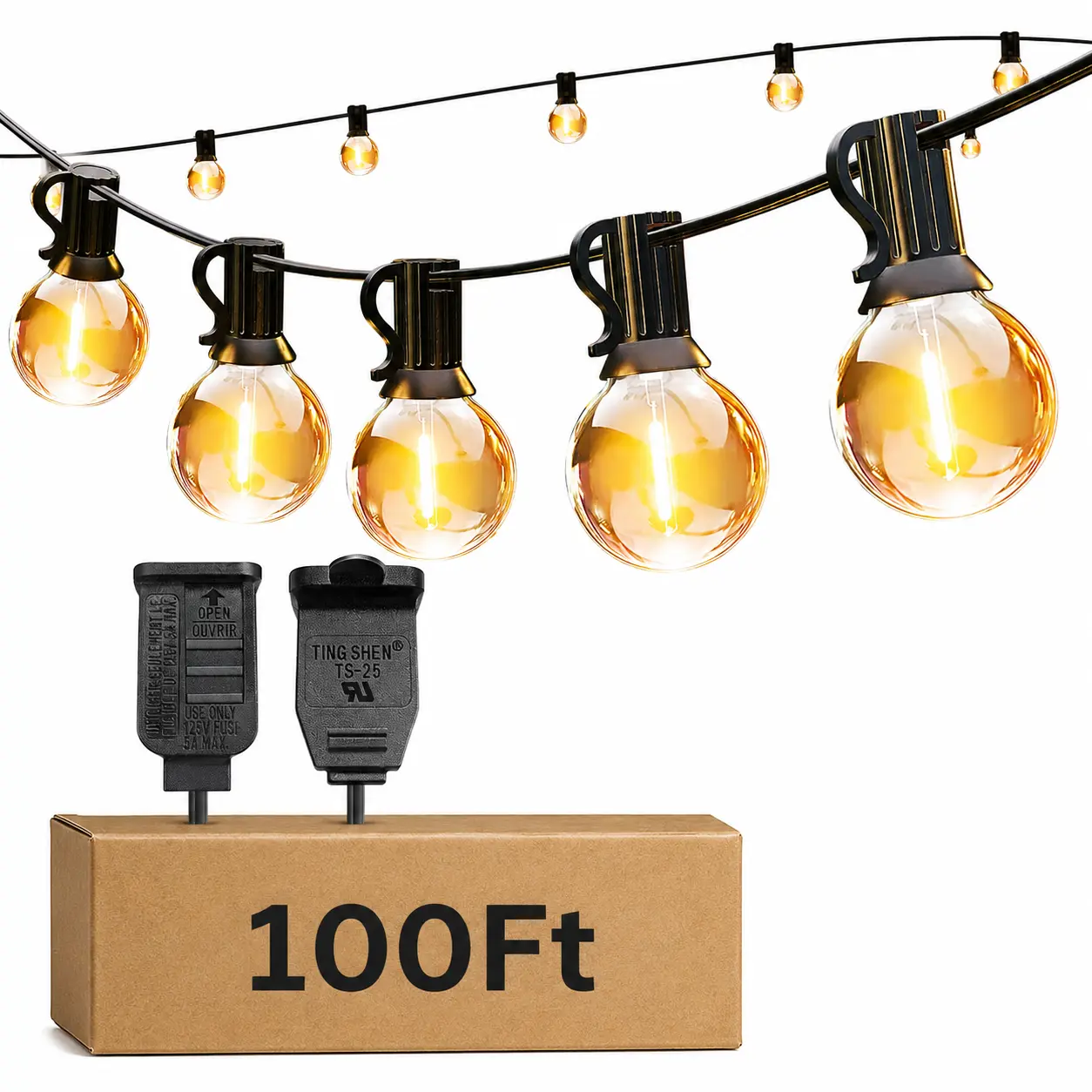 Outdoor String Lights Warm White LED, Shatterproof Waterproof Patio Bistro Lights with 8 Lighting Modes, Solar Powered Hanging Lights for Backyard, Garden, Porch, Bedroom & Living Room Decor