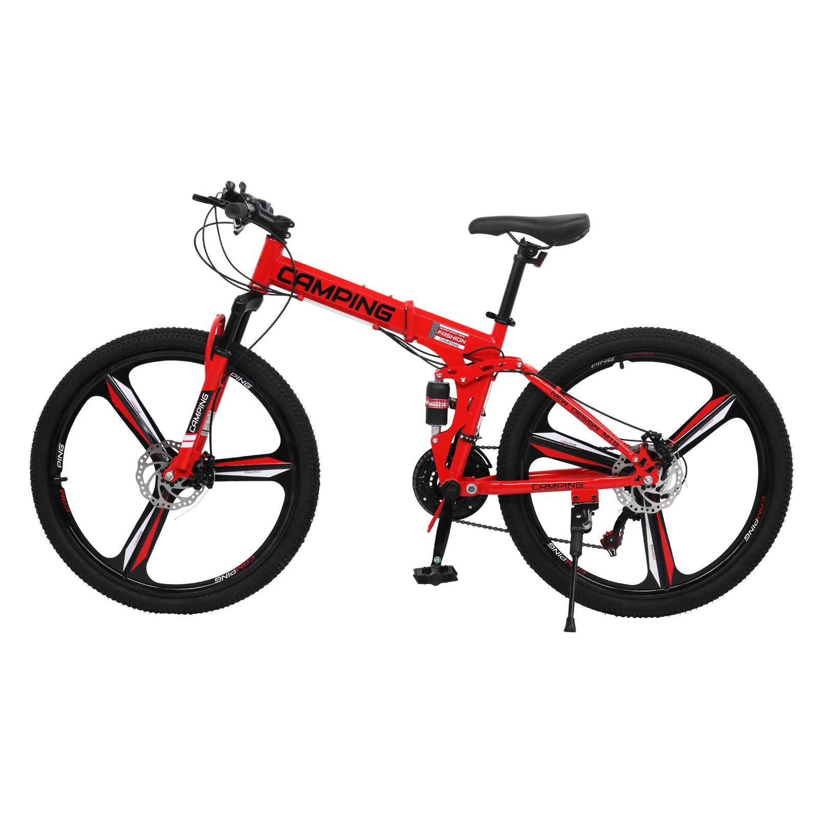 CampingSurvivals 26" 150kg 21-speed Shimano high-carbon steel tri-blade foldable mountain bike