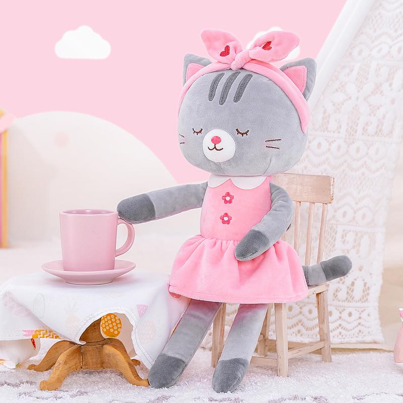 Valentine Gift Plush Cat Doll Soft 15'' Stuffed Animal Toy for Baby Girls, Adorable Holiday Gift for Xmas and Birthday, Valentine Gift for Kids Cozy Cuddle Toy for Kids