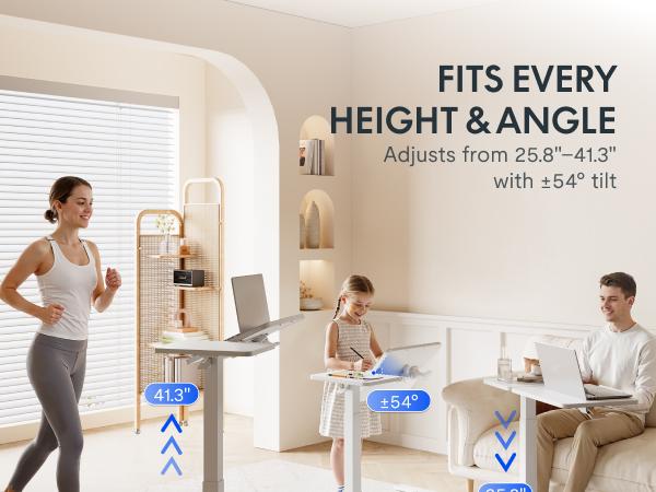 FLEXISPOT H7 Flex Height Adjustable C-Shaped End Table with Split Tilting Top, Mobile Side Table for Sofa & Bedside, Space-Saving Slide Under Furniture, Rolling Laptop Desk with Hidden Wheels for Small Spaces, WFH Essentials, Versatile Home Gift