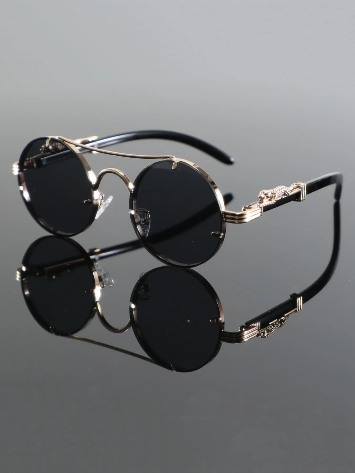 Unisex Vintage Round Frame Sunglasses, 2024 New Style Trendy Shades Casual Top Bar Design Sunglasses for Everyday Use, Fashion Accessories for Outdoor Activities, Sunglasses Frames