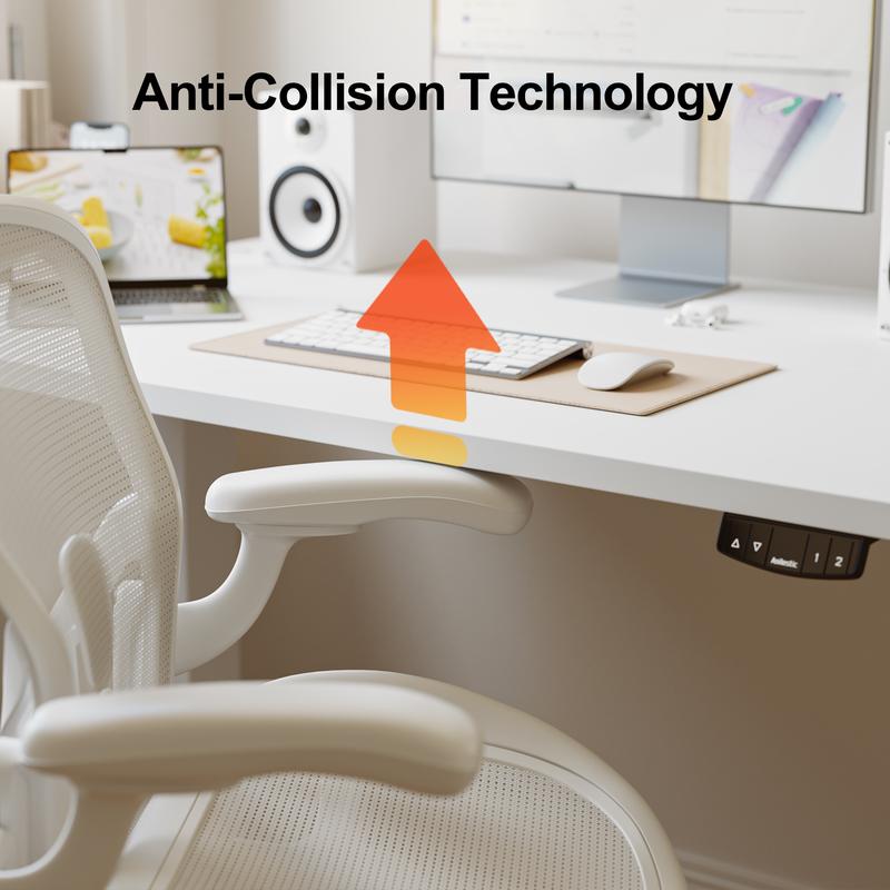 Agilestic 47.2 Inch Electric Height Adjustable Standing Desk, Ergonomic Home Office Desk with Memory Preset, Sit to Stand Computer Desk with Hooks