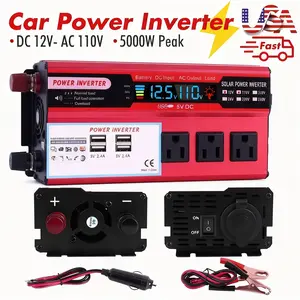 12V DC to 120V AC Power Inverter – 5000W Rated Power, 3 AC Sockets for SUV, Van, Family Travel & Daily Commute