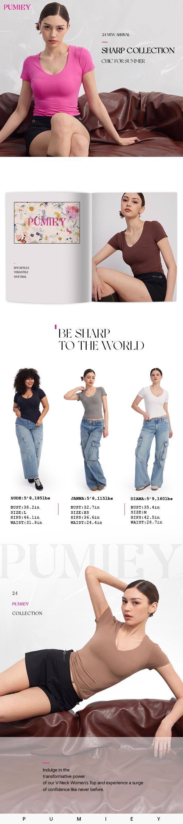 PUMIEY V-Neck Short Sleeve Basic Women's Slimming Fit Top - Comfortable & Elegant Streetwear Womenswear Casual Chic Minimalist Casual Fashion Comfy TikTokShopHolidayHaul