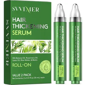 Svvimer Hair Growth Serum Roll On - with Rosemary Batana Oil Biotin Thickening Scalp Serum for Thinning Hair and Loss - for Women and Men 2 PCS 15ml/each