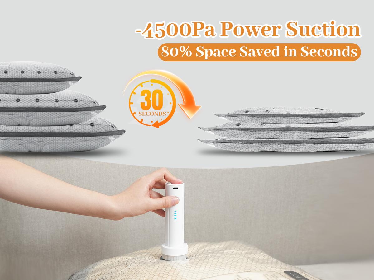 ADTO Cordless Travel Vacuum Bag Set 15-Pack Compression Bags for Carry-On Suitcases 140L/Min Powerful Air Removal USB Rechargeable Handheld Pump with Built-In Battery Space Saver for Clothes & Packing Organiser Durable Christmas gifts