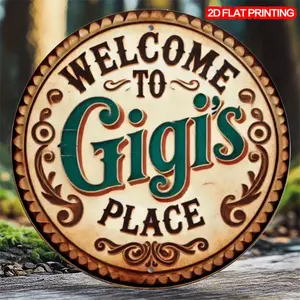 1pc Vintage Style Metal Wall Art Sign "Welcome" 8x8 Inch Round Metal Decor, Suitable For Home, Kitchen, Cafe, Bar And Garden - Unique Gift For Gardening And Coffee Lovers