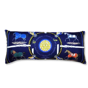 Couvertures et Tenues du Jour Blue Vintage Silk Scarf Lumbar Pillow 35"