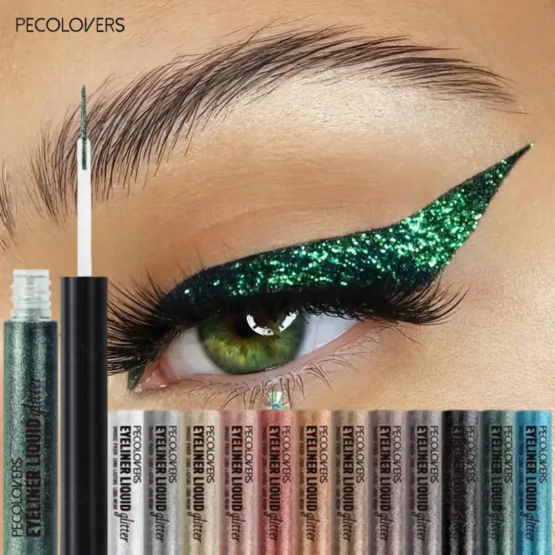 12pcs/set  Pearlescent Sparkling Glitter Liquid Eyeliner Sparkling Color Development Quick Dry Waterproof Not Easily Smudging Liquid Eyeliner Eyeliner For Waterline Wing Eyeliner Multi Liner Eye Makeup Products