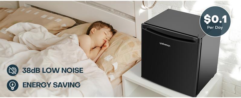 Upstreman mini fridges 1.7 Cu.ft with Freezer FR17 Adjustable Thermostat Energy Saving Low Noise Single Door Compact Refrigerator for Dorm Office Can Bedroom black fridge  brands Small pantry drink fridge skincare fridge skincare fridge