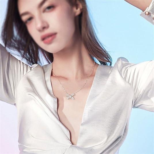 Moissanite 0.8ct Bow-tie Pendant Necklace Valentine's Day Wedding Engagement Anniversary Romantic Elegant Gift Daily Wear