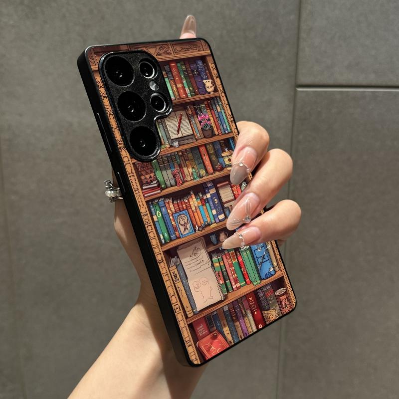 Compatible with iPhone 16 Pro Max /15/14/13/12/S25 Ultra/S24/S23/S22/Google Pixel 6/7/8/9 Phone Case  Bookshelf Pattern  phone case HN-SJ01