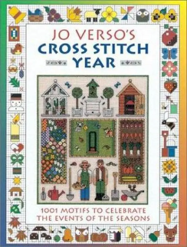 USED Jo Verso's Cross Stitch Tutorial Book - 1001 Motifs for Seasonal Event Celebrations (Paperback, Literature & Art Book)