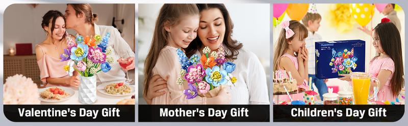 Flower Bouquet Building Set 13 Flowers with Adjustable Petals & Green Leaf Accents, Rose Plant, Decorative Ornaments & Magnetic Blocks, Home Decor for Adults, Boys & Girls 8+