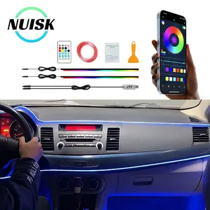 Internal LED light Car Atmosphere Light, Wireless Rechargeable Cold Color Light, Remote Control Interior Decorative Lamp, 110cm+110cm, Nilight Truck LED Light Accessories