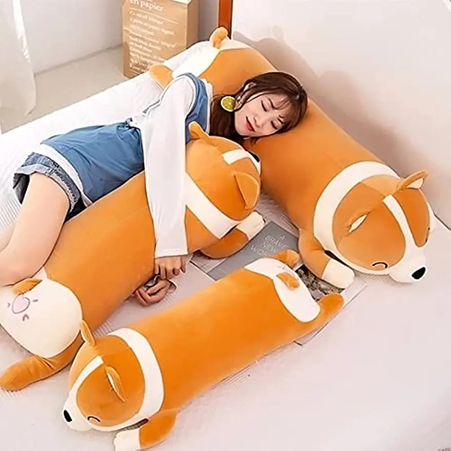 CHUBBYJOY Kawaii Long Shiba Inu Plush Body Pillow, Soft Squishy Stuffed Animal Dog Doll, Multi Sizes 23/31/39/47 Inch Cute Corgi Akita Cuddle Cushion, Fluffy Dog Plush Toy, Bedroom Sofa Home Decor Gift for Girls Boys Dog Lovers Birthday Holiday