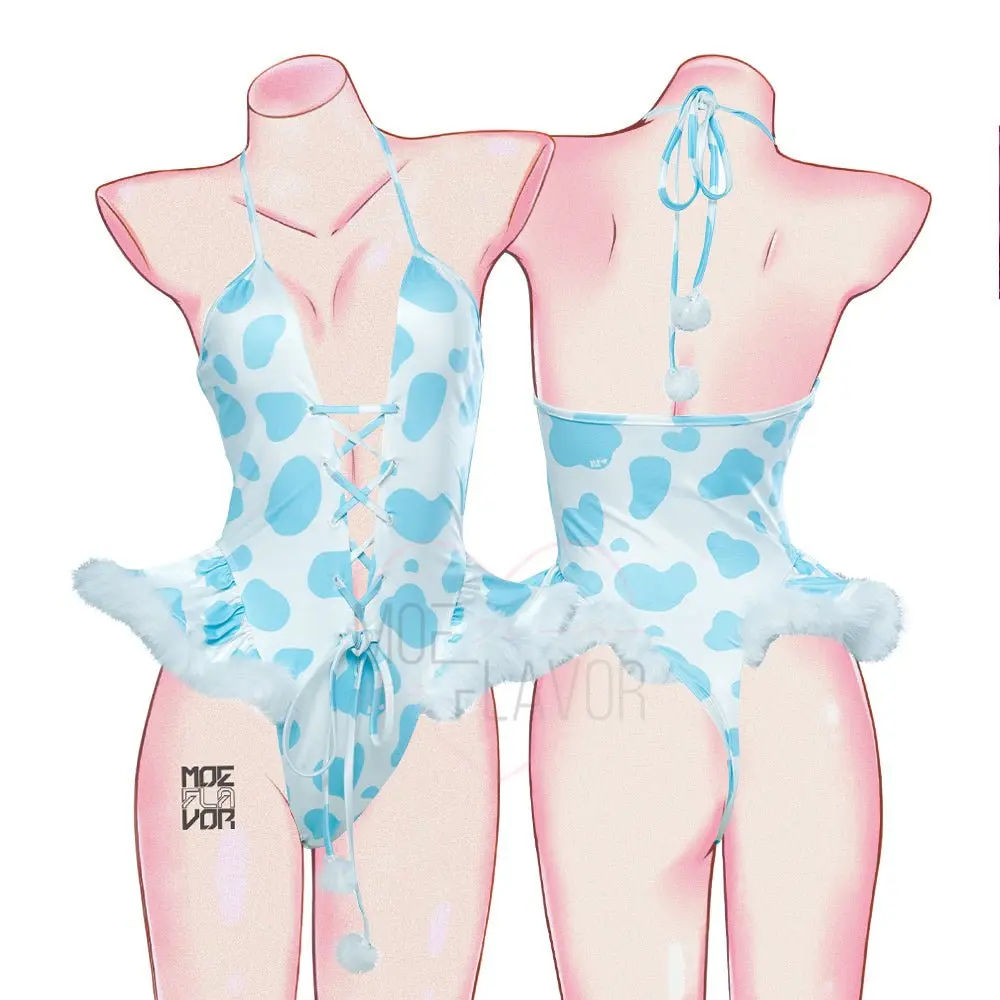 Winter Plush Cow Bodysuit Cosplay