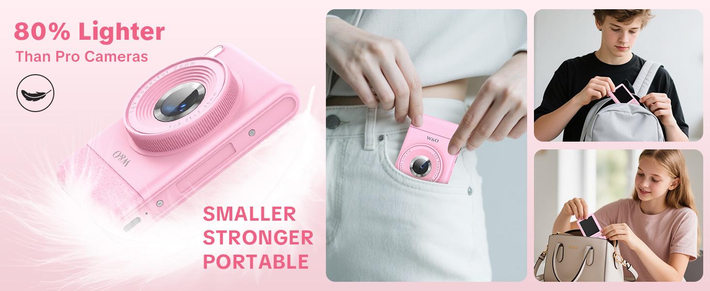 W&O Digital Camera,Portable CCD Cameras Gifts,HD Digital Video Cameras Toddler,Portable Toy 3-10 Ages Girls Boys,32GB TF Card Rechargeable Wireless