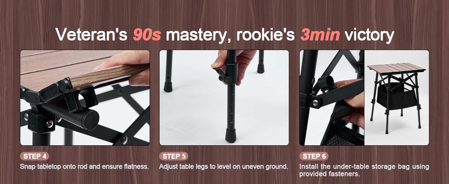 Odoland Folding Camping Table with Sturdy Storage Bag, Adjustable Height Portable Lightweight Mini Beach Table for Outdoor Picnic Camping Travelling