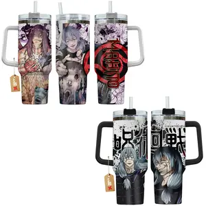 Mahito Jujutsu Kaisen JJK Anime Manga 40oz Tumbler Stainless Steel with Straw, Lid and Handle - Double Wall Insulated Flasks – Perfect Gift for Fans