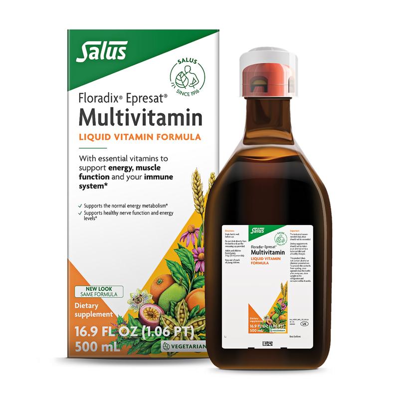 Floradix Epresat Adult Liquid Multivitamin - Herbal Supplement - Daily Supplement with Vitamin A, D, B6, Milk Thistle & More - Supports Energy & Liver Health - Vegetarian, Non-GMO