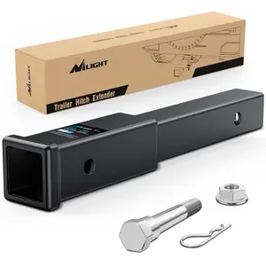 Nilight Trailer Hitch Extender 12 Inch Extension Length Fits for 2 Inch Receiver Tube with 5/8 Inch Stainless Steel Bolt Flange Nut and Clip 3,500 LBS GTW Matte Black