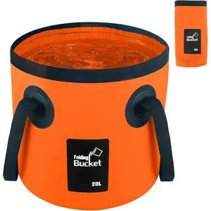 5 Gallon Bucket, Collapsible Bucket with Handle for Outdoor Beach Fishing Gardening, Folding Car Wash Buckets Mop Water Storage Laundry Wash Basin for RV Household Cleaning Supplies Camping Essentials
