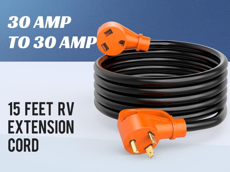 Nilight 30 Amp 15FT RV Extension Cord 125V Heavy Duty 10 Gauge Pure Copper STW Wire UL ETL Listed 3 Prong TT-30P TT-30R 30F/30M Weatherproof Suit for Camper Caravan Trailer Outdoor Garage