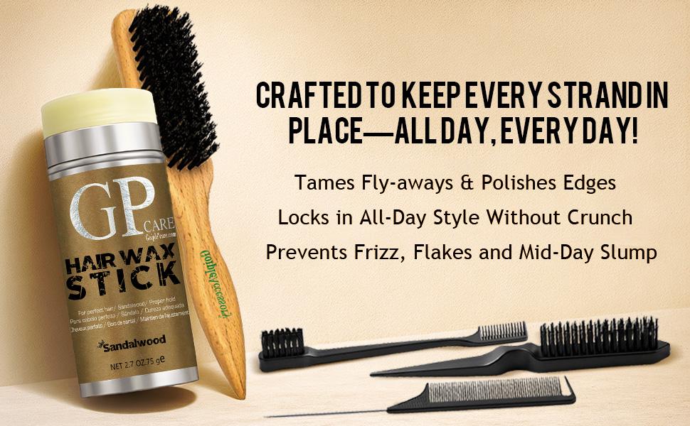 Hair Wax Stick Set, 4 Counts Long-lasting Fly Away Tamer Zero Crunch FlakesEdge Slick Pomade for Baby Hairs Natural Hold Gel Haircare Smooth